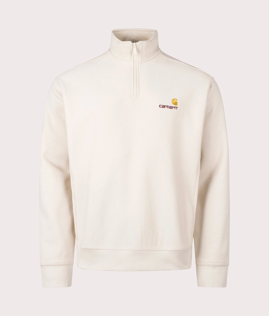 Carhartt WIP Mens Relaxed Fit Half Zip American Script Sweatshirt